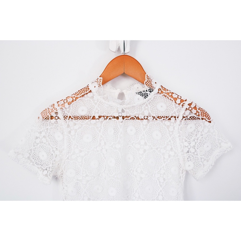 Topshop Lace Mock Neck Shirt - Picture 2 of 6
